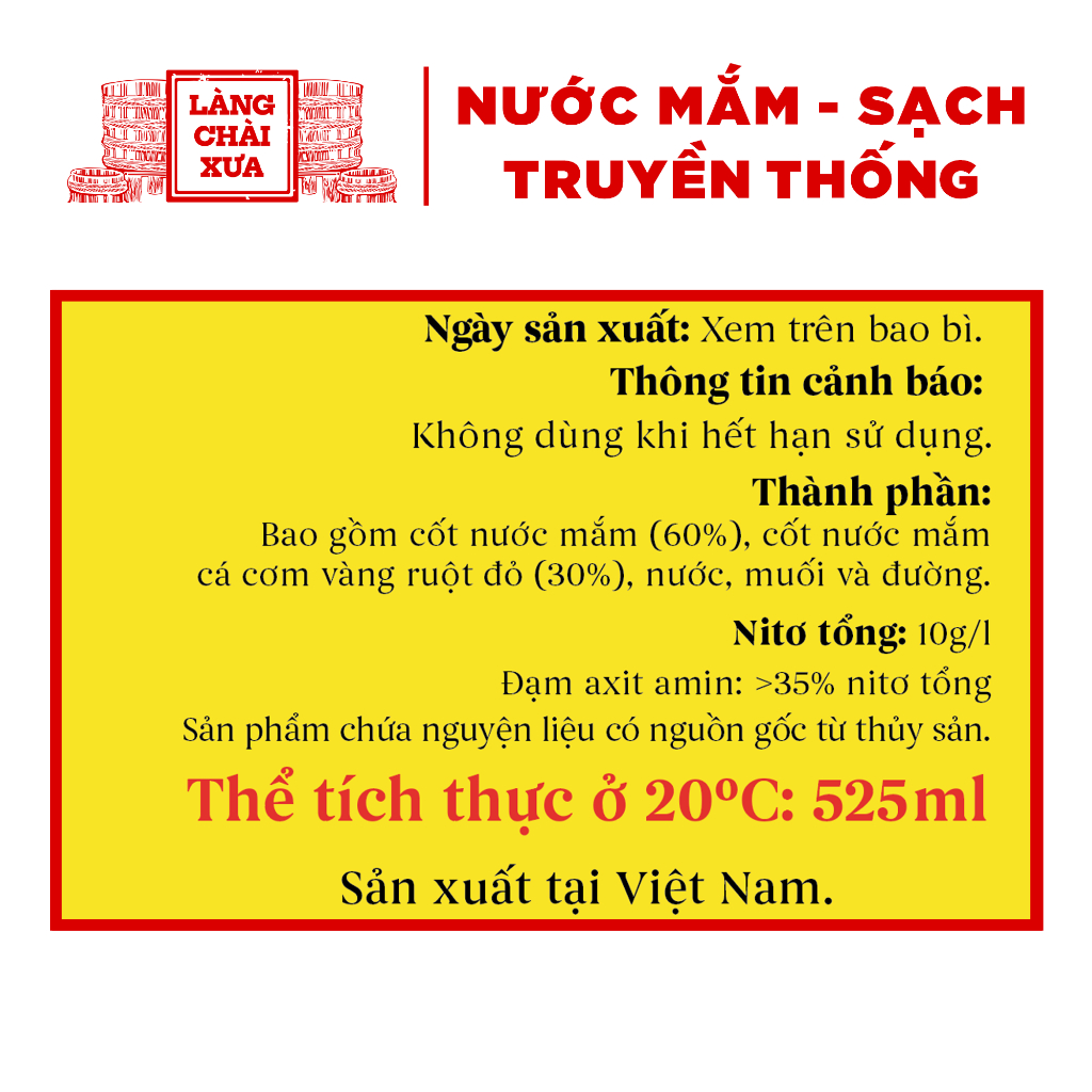 Ảnh 3 than - 3 vàng Nước Mắm Nhỉ Làng Chài Xưa Cá Cơm Than, Cá Cơm Ruột Đỏ 525ml/chai nhựa cao cấp 4