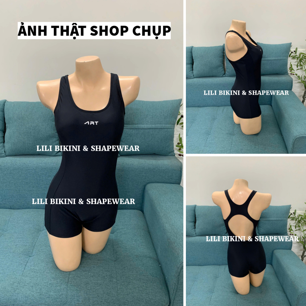 (Fom ôm) Bộ bơi một mảnh dáng đùi màu đen kín đáo, bikini đi bơi cao cấp tôn dáng Lili Bikini Art | BigBuy360 - bigbuy360.vn
