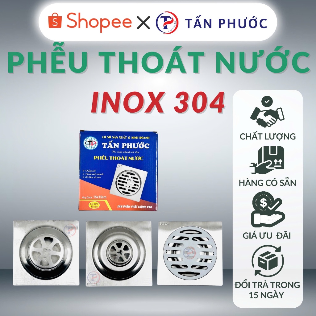 Phễu thoát nước chống hôi - Lược rác chống hôi inox 304, Tấn Phước ...
