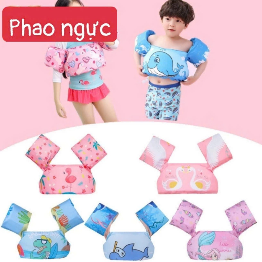 Áo phao - phao ngực chống lật cho trẻ em từ 2-8 tuổi, phao tập bơi liền tay cho trẻ em
