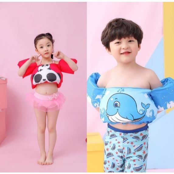 Áo phao - phao ngực chống lật cho trẻ em từ 2-8 tuổi, phao tập bơi liền tay cho trẻ em