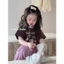 CANDI MIMI Áo cotton viền cổ tím in hình ngộ nghĩnh - Phong cách Hàn Quốc