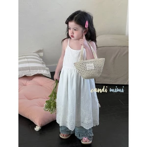 CANDI MIMI Váy cotton hai dây babydoll trắng - Phong cách Hàn Quốc