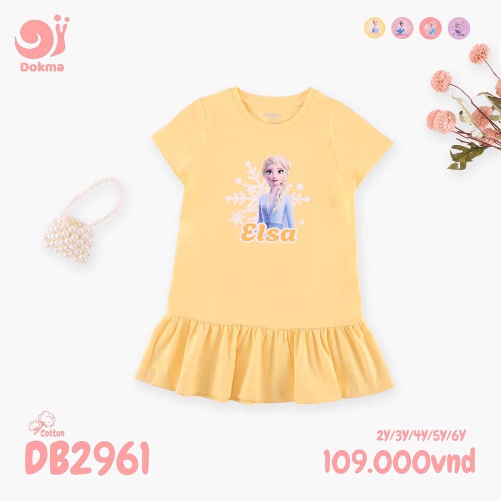 (11-25kg, 2-7Y) Váy Sát Nách Dokma Bé Gái DB1485 DB2655 DB2765 DB2816 DB2961 DB2965 DB3009