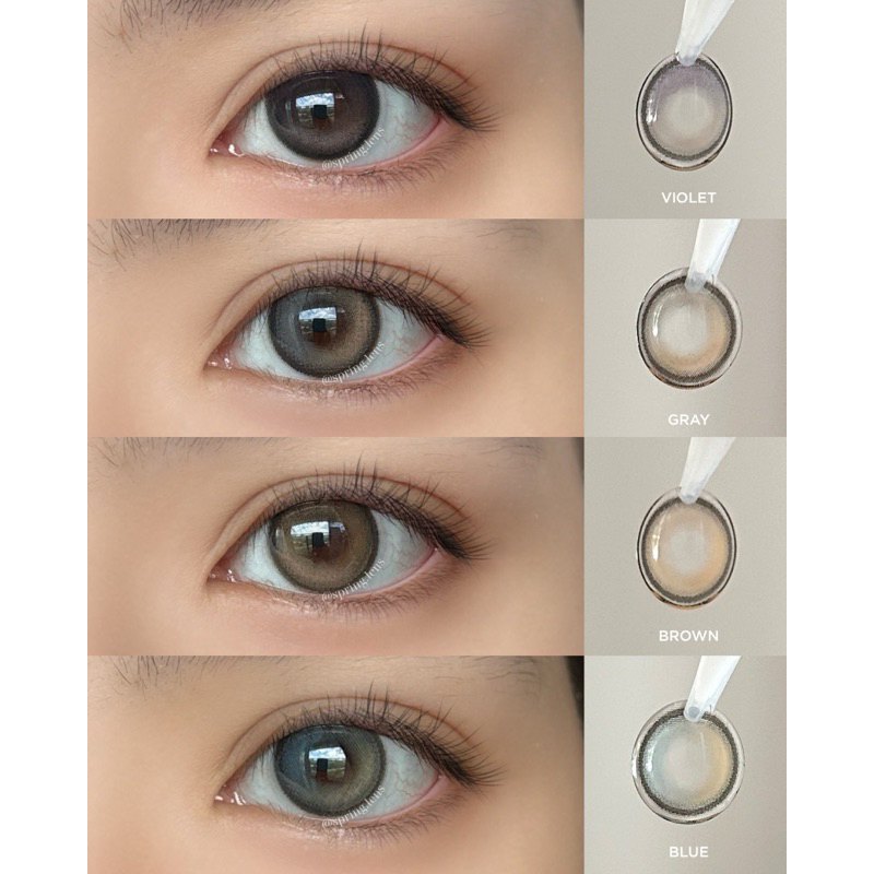 Kính áp tròng filter hiệu ứng AMA BROWN nâu xám vàng có giãn tròng 1 tháng | Spring Lens
