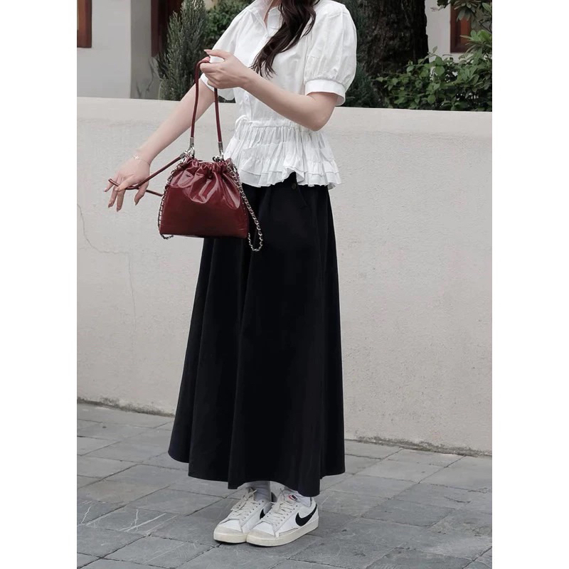 Áo sơ mi rút eo phối tầng bèo tiểu thư chất thô mềm hottrend 2025 By .Thanhhuyenclothing