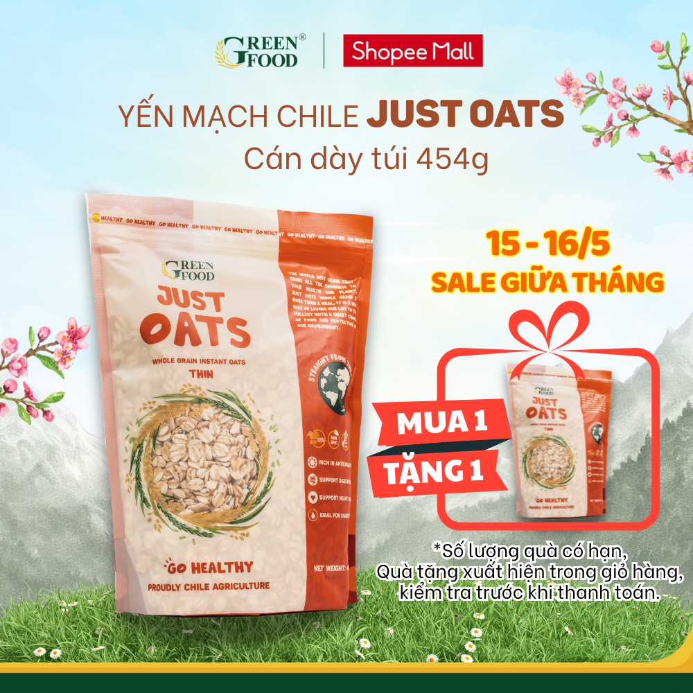 Ảnh Yến mạch Chile JUST OATS nguyên chất cán dày | Túi 454g - Ăn Liền, Túi Tiện lợi, nhập khẩu Chile 1