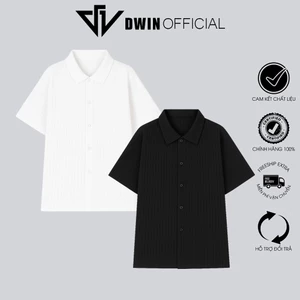Áo sơ mi ngắn tay nam nữ DWIN chất vải đũi nổi cộc basic unisex đứng form không nhăn cao cấp SM07A