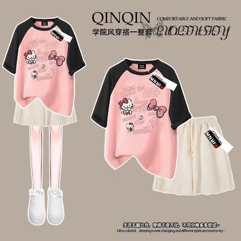 Sét Bộ Quần Đùi Cộc Trơn + mix áo phông form rộng tay lỡ