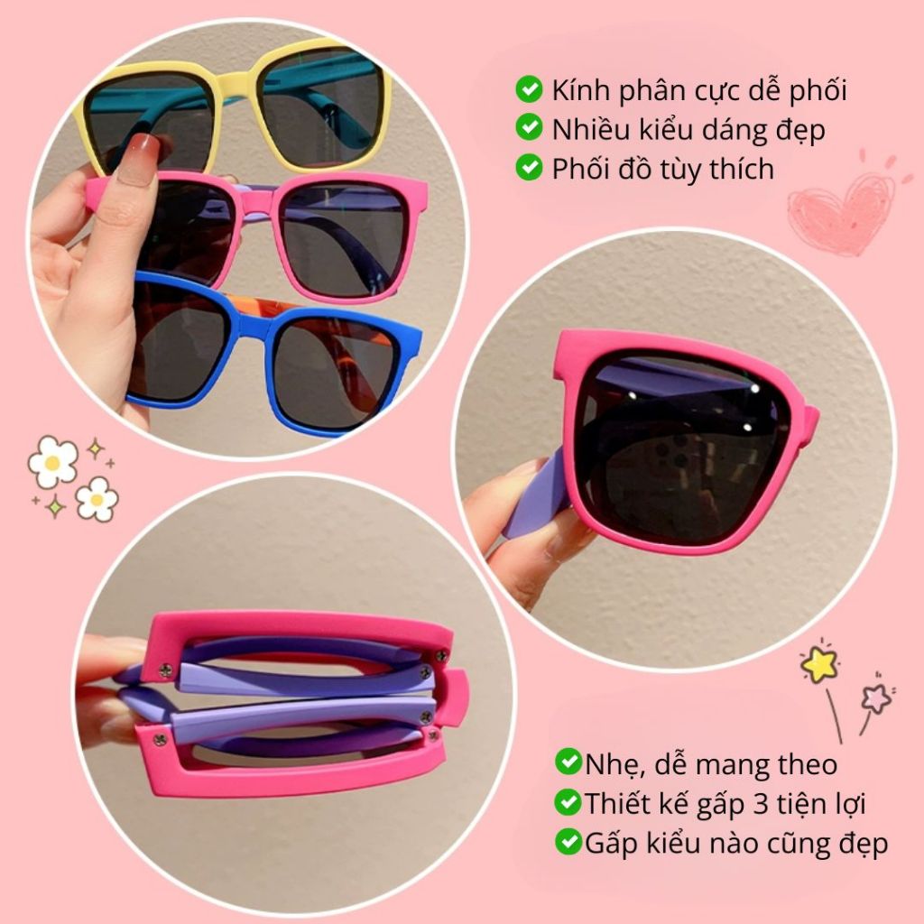 Ảnh Kính Gấp Gọn Tròng Phân Cực Cho Bé 3-12 Tuổi Gọng Phối 2 Màu Thời Trang Siêu Dẻo Đàn Hồi An Toàn Cho Mắt Trẻ Em AK140 4