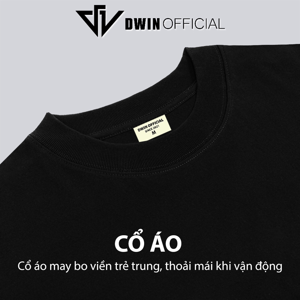 Ảnh Áo thun trơn nam nữ DWIN basic tee tay lỡ phông cotton unisex oversize form rộng local brand tshirt 2