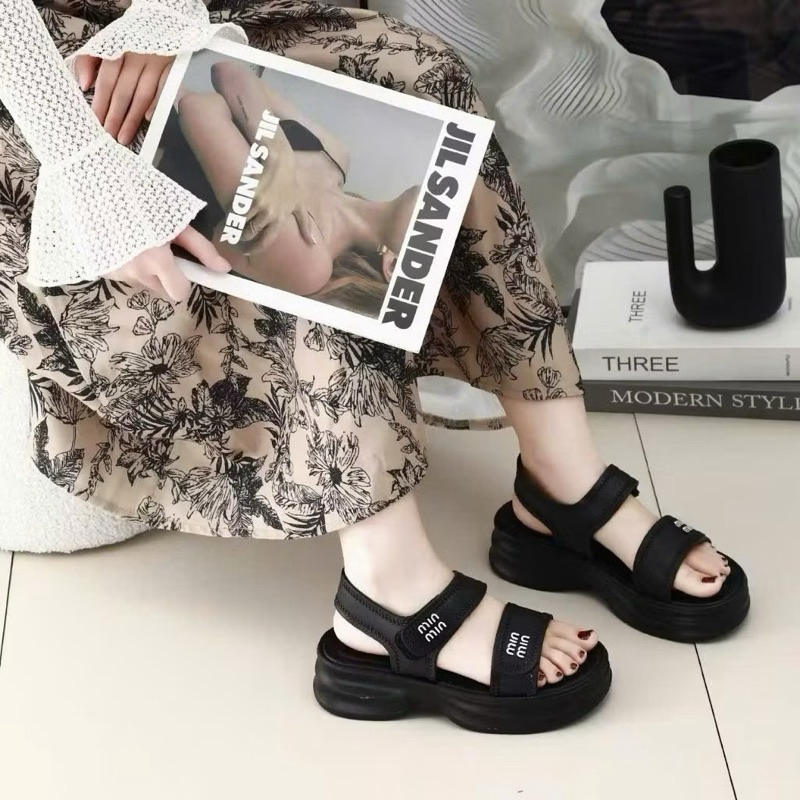 Dép Sandal Minmin Quai Dán,Đế 5cm Mềm Êm Chân