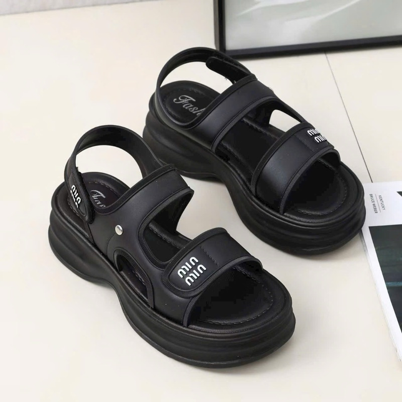 Dép Sandal Minmin Quai Dán,Đế 5cm Mềm Êm Chân