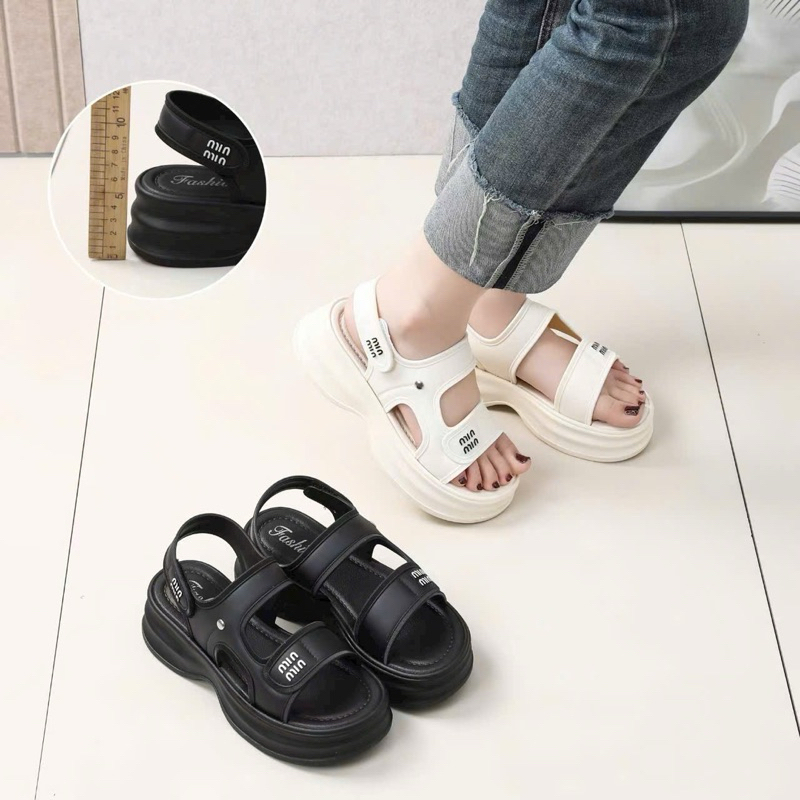 Dép Sandal Minmin Quai Dán,Đế 5cm Mềm Êm Chân