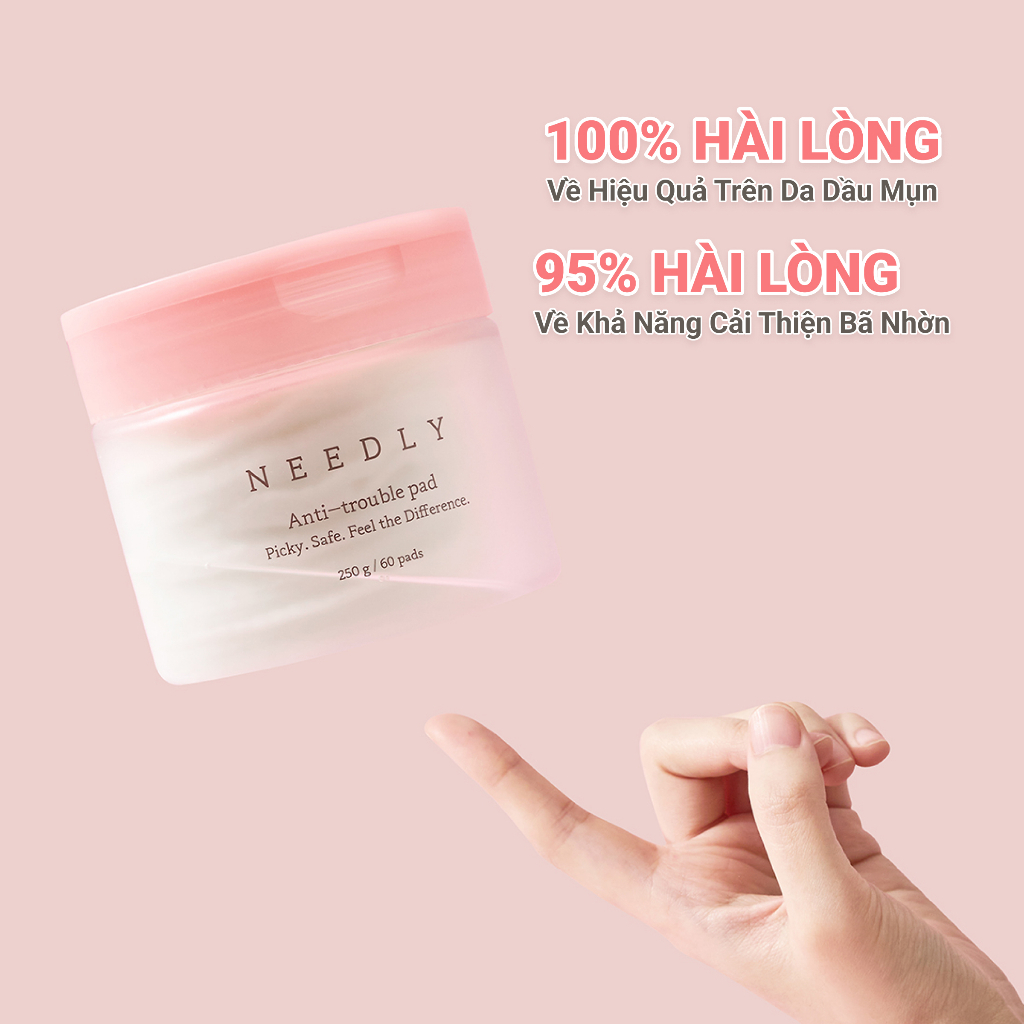 Ảnh Toner Pad Needly Anti-Trouble Làm Sạch Bã Nhờn Căng Bóng 250G 60 Miếng & Túi Refill Daily Toner Pad 3