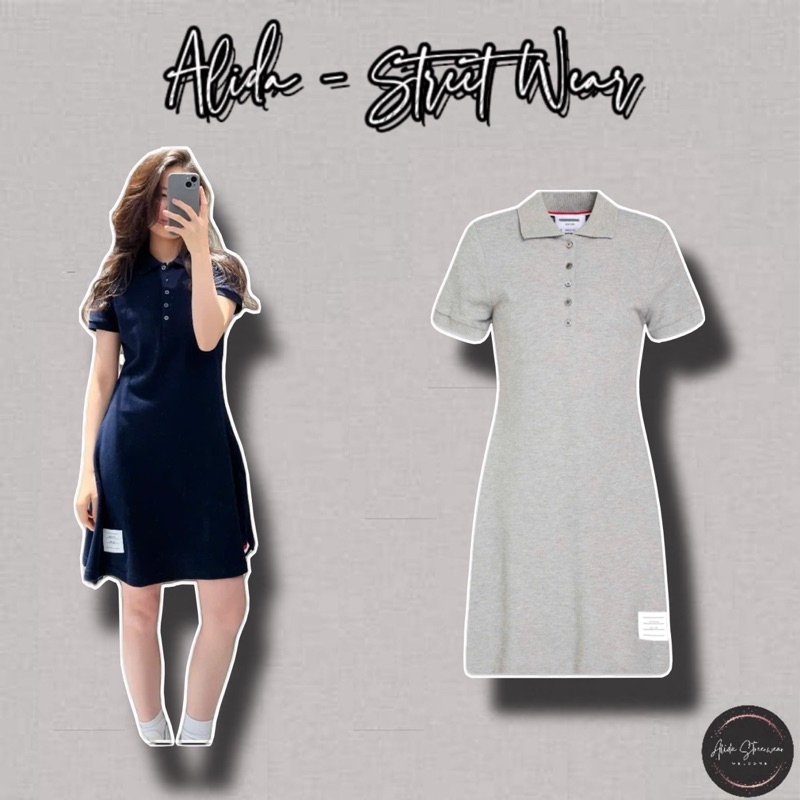 ⚡️[Hight Quality] Chân Váy Cổ Bẻ \/hom A Line Mini For Women - Điểm Nhấn Logo Vạch Màu Sang Trọng Loại 1