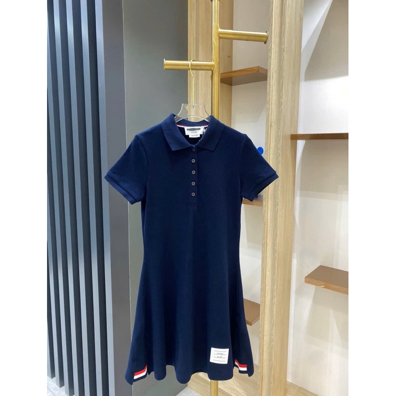 ⚡️[Hight Quality] Chân Váy Cổ Bẻ \/hom A Line Mini For Women - Điểm Nhấn Logo Vạch Màu Sang Trọng Loại 1