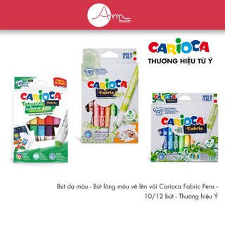 [Thương hiệu Ý] - Bút dạ màu - Bút lông màu - Bút sáp màu vẽ lên vải Carioca Fabric Pens - 10/12 bút