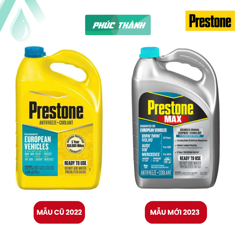 Nước Làm Mát Ô-tô Châu Âu Màu Xanh Dương Prestone MAX European Vehicles 3,78L  Nhập Mỹ - Chính Hãng