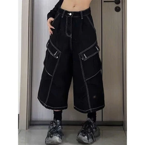 Quần Cargo Jeans Lửng Ống Rộng Summer Black Cool Ngầu Unisex M.I.O STORE