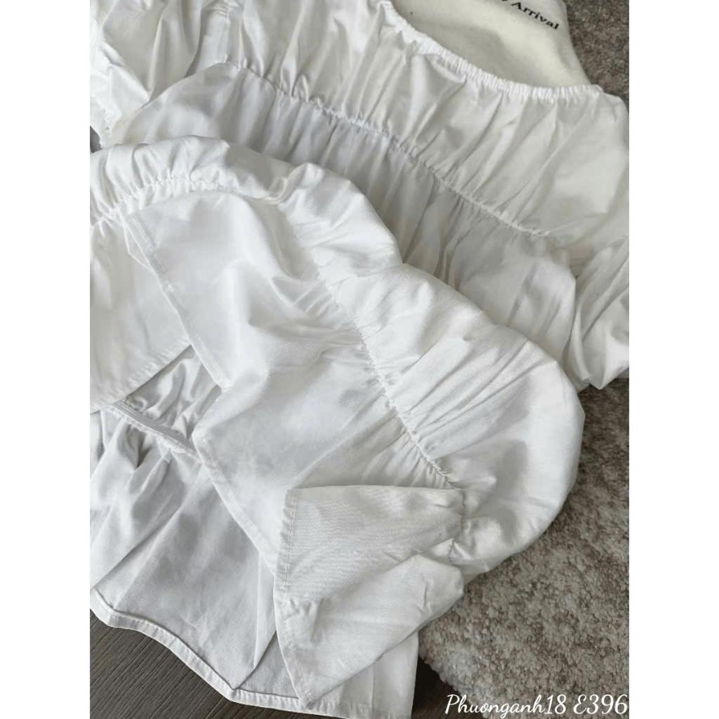 [Deal mở bán] Áo Babydoll cổ tròn tay phồng nữ tính hàng QC E396