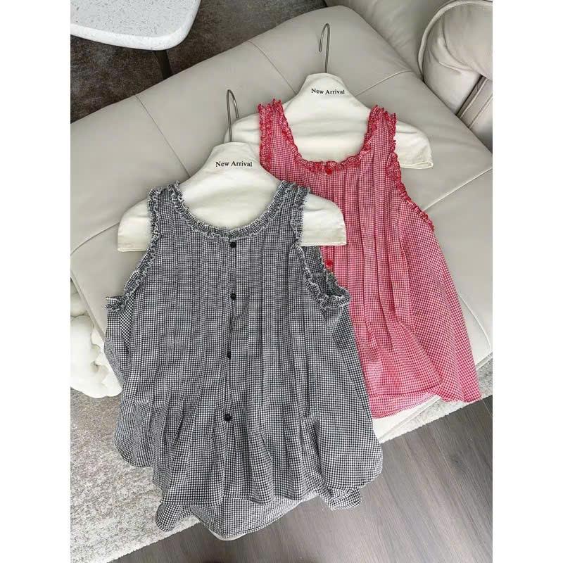 [Deal mở bán] Áo Babydoll Sát Nách Cổ Bèo Li Dập Cài Cúc Trước 415