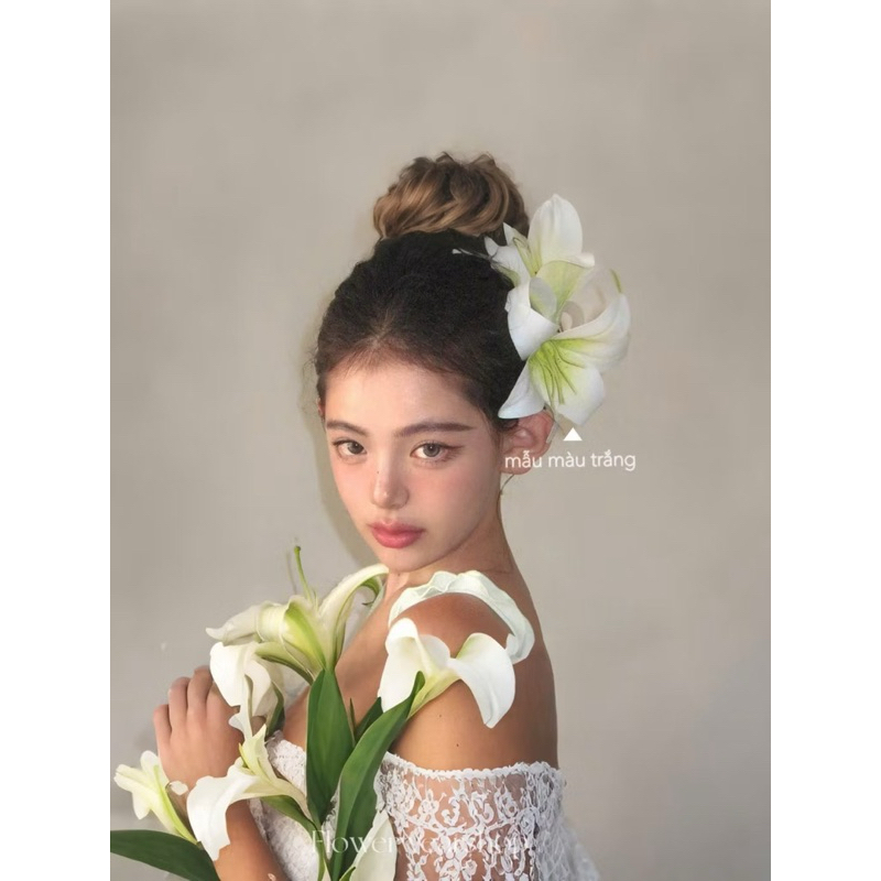 [SỈ] Kẹp tóc Hoa LiLy Hoa Mẫu Đơn Cao Cấp Hoa Huệ Tây LOẠI 1 size To đi biển mùa hè FLOWER QUEMEO hair lip