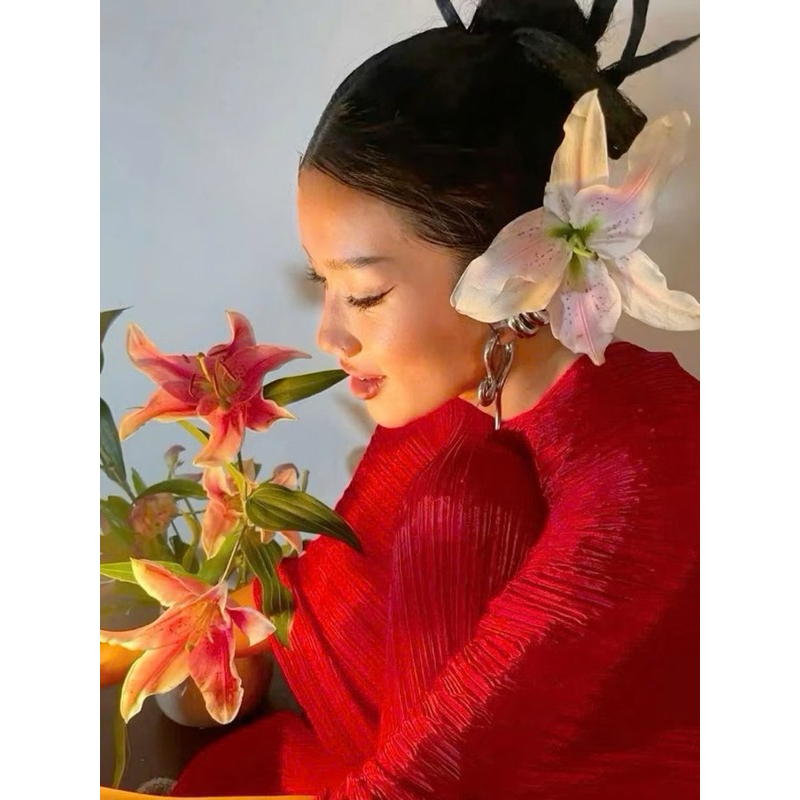 [SỈ] Kẹp tóc Hoa LiLy Hoa Mẫu Đơn Cao Cấp Hoa Huệ Tây LOẠI 1 size To đi biển mùa hè FLOWER QUEMEO hair lip