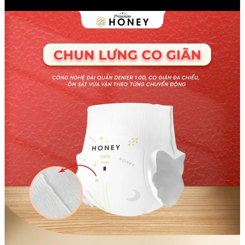 [TẶNG QUẠT] 1bịch bỉm HONEY PREMIUM tơ tằm, mềm mịn, thấm hút tốt đủ size tã dán và tã quần cho bé