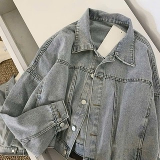 Áo Khoác Jeans Nữ Dáng Lỡ Xanh Nhạt Bạc Phong Cách Vintage 247store Aokhoacbo8038