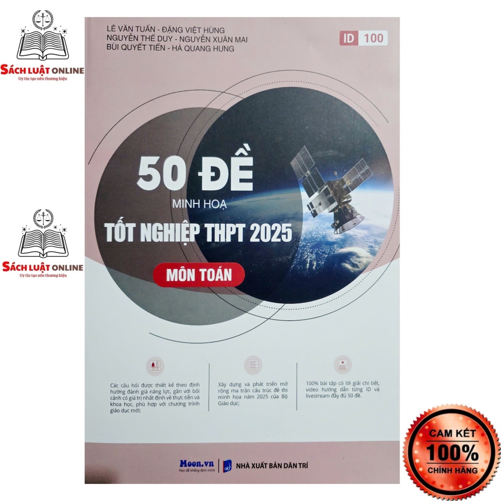 Sách đề thi minh họa tốt nghiệp THPT 2025 môn Toán, Văn, Anh, Sinh, Sử, Địa, Lý, Hóa (MoonBook)