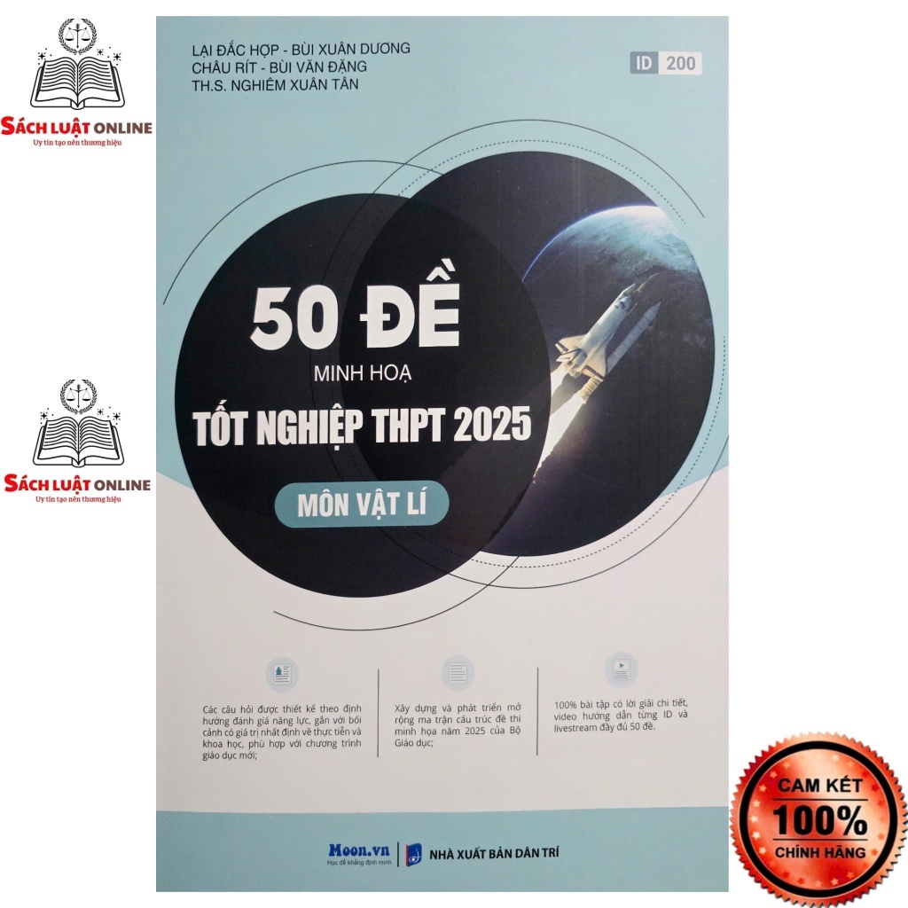 Sách đề thi minh họa tốt nghiệp THPT 2025 môn Toán, Văn, Anh, Sinh, Sử, Địa, Lý, Hóa (MoonBook)