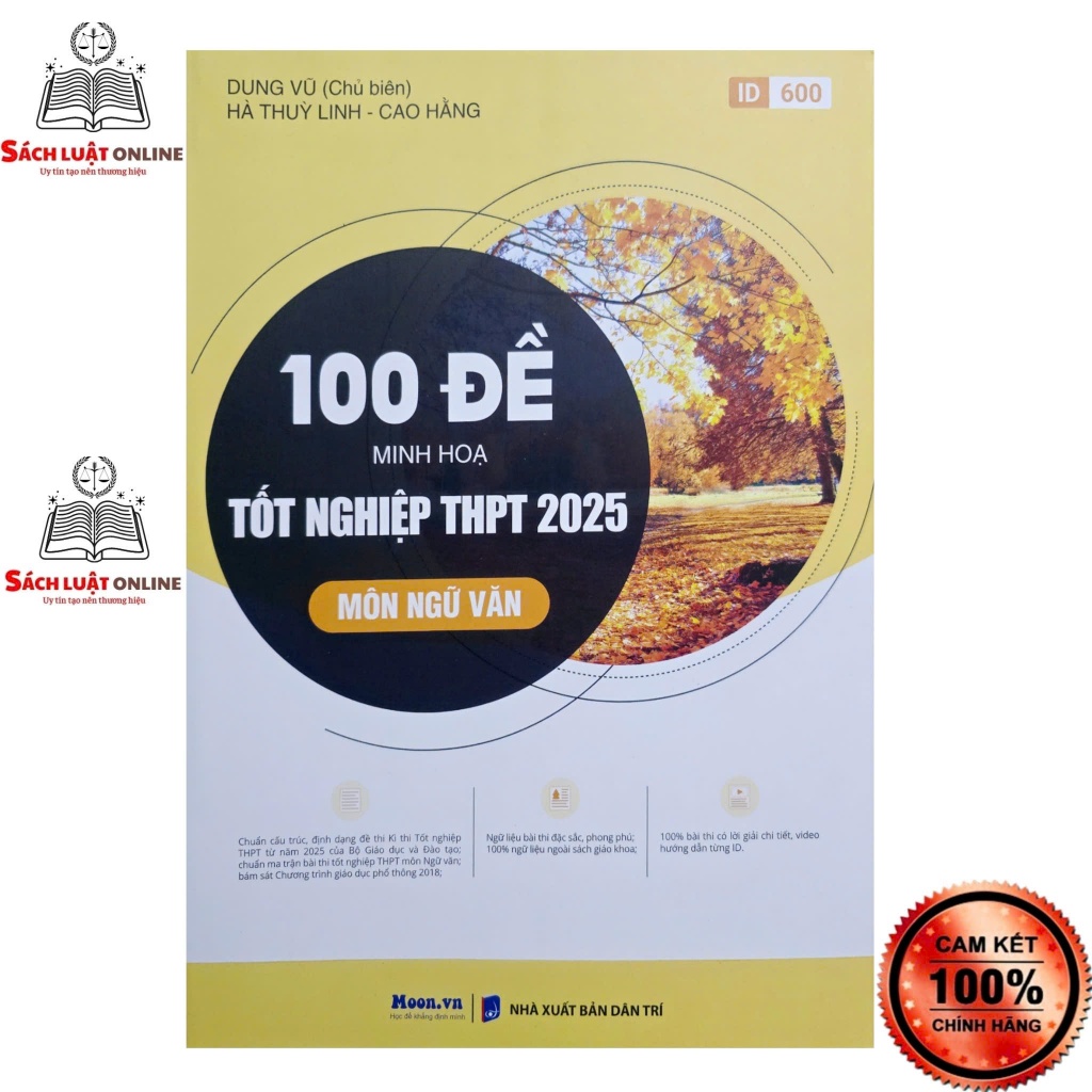 Sách đề thi minh họa tốt nghiệp THPT 2025 môn Toán, Văn, Anh, Sinh, Sử, Địa, Lý, Hóa (MoonBook)