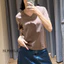 ÁO THUN NỮ RỘNG VỪA CỔ TIM TAY NGẮN BASIC VẢI COTTON CO GIÃN 4 CHIỀU MỀM MỊN MÁT BI.POSILÁ