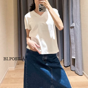 ÁO THUN NỮ RỘNG VỪA CỔ TIM TAY NGẮN BASIC VẢI COTTON CO GIÃN 4 CHIỀU MỀM MỊN MÁT BI.POSILÁ