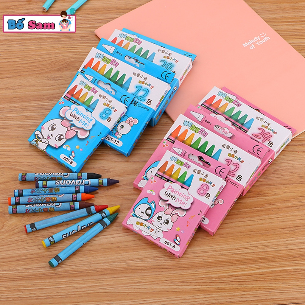 SET 5 Hộp sáp 8/12 màu, cho bé học tập, tập tô vẽ Shop Bộ Sam