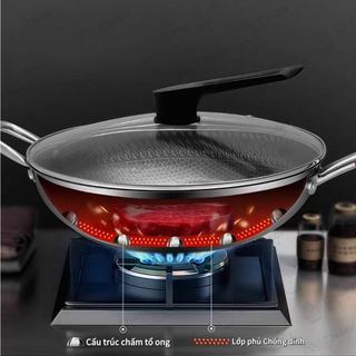 Chảo tổ ong chống dính 2Q Inox Cao Cấp KWAI vân tổ ong sâu lòng công nghệ Đức chảo vân tổ ong cao cấp chống dính an toàn