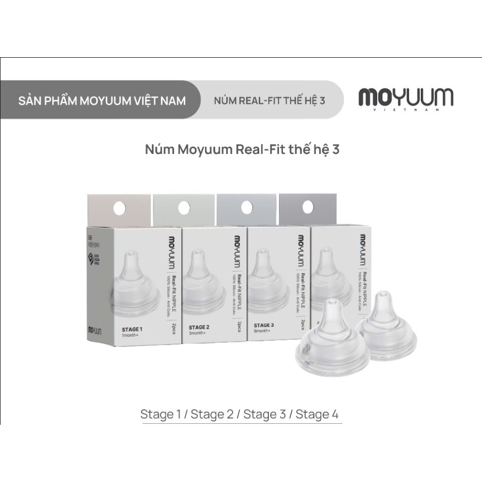 Núm ti Moyuum Hàn Quốc đủ size 1 - 4 Cam kết chính hãng (Tặng đục núm ...