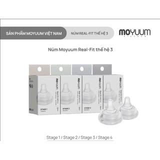 [Chính Hãng] Núm Ty Moyuum Hàn Quốc Đủ Size 1-4 Cho Bé Tặng Kèm Đục Núm Ti Tiện Lợi