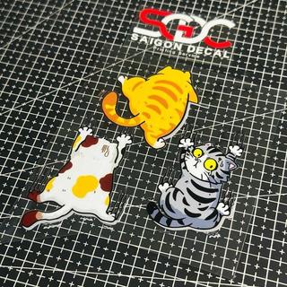 |1 Cái/Bộ| Tem Dán UV DTF 3 Con Mèo Trèo Tường Bỏ Trốn