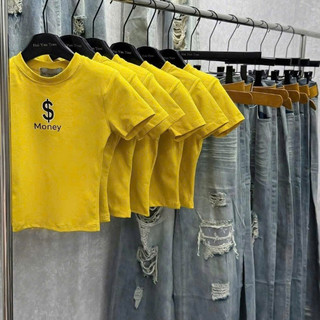 Áo ÔM Body Tôn Dáng Thiết Kế In Chữ $ Money Phong Cách Style Fashion