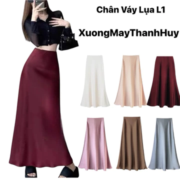 Chân Váy Lụa Dáng A Dài Chất Liệu Lụa Vân Mềm Mịn,Chân Váy Midi Lụa A Dáng Dài- CV lụa 489