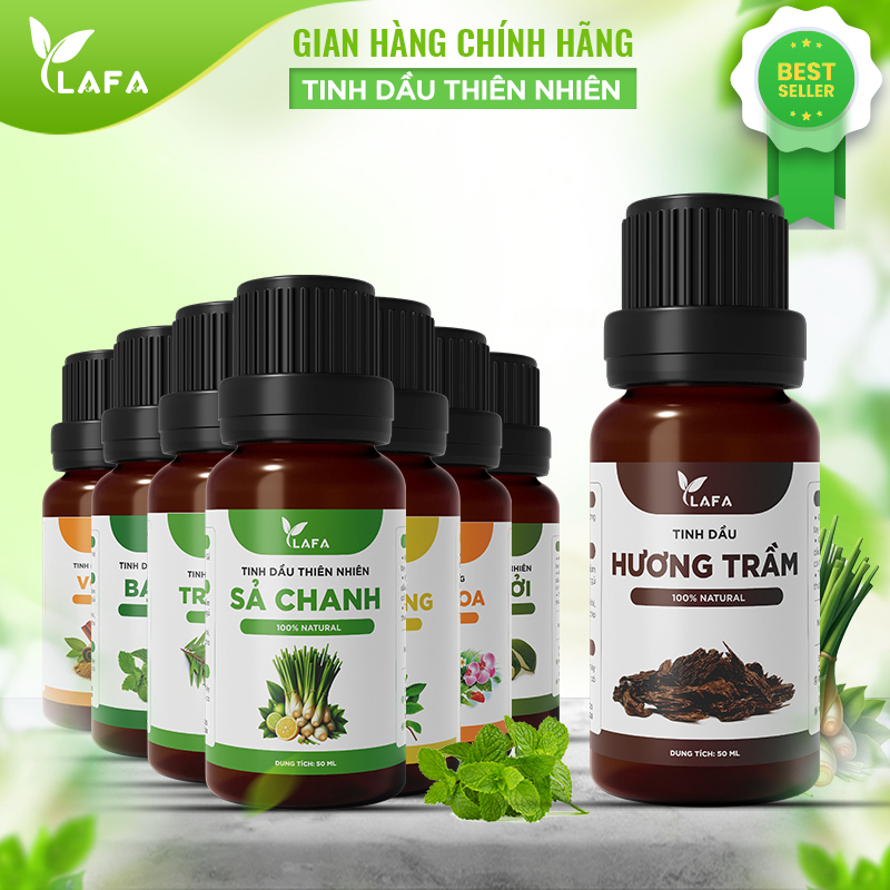 Tinh Dầu LAFA Nguyên Chất 10ml/50ml - Thơm Phòng, Thư Giãn, Đuổi Muỗi | Sả Chanh, Bạc Hà, Trà Tràm, Bưởi, Quế,..