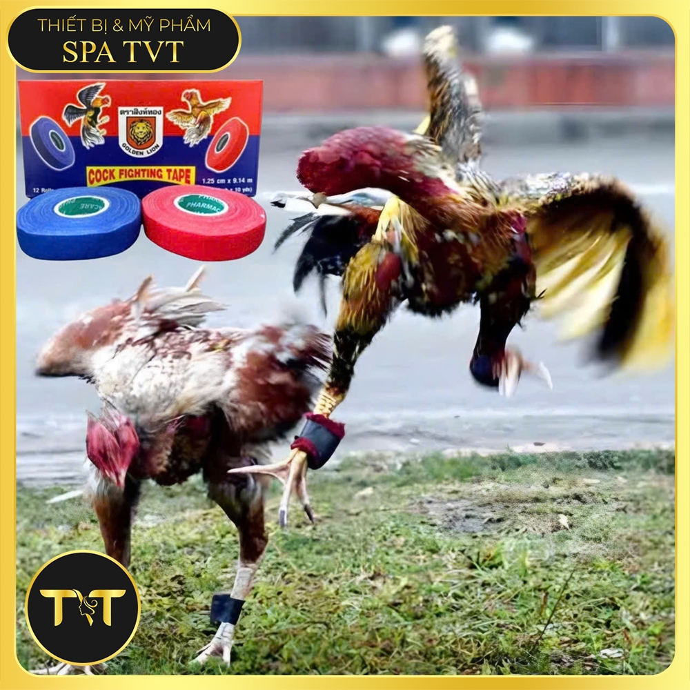 BĂNG DÍNH THÁI LION CUỐN CỰA GÀ, TẾT MỎ GÀ HỘP 12 CUỘN, 6 ĐỎ 6 XANH, ĐỘ BÁM DÍNH TỐT