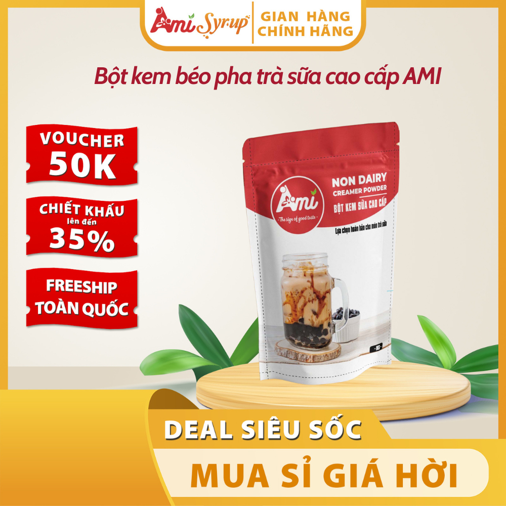Bột Kem Béo Pha Trà Sữa Cao Cấp AMI Gói 1KG Thơm Ngon Đậm Vị, Cho Ly Trà Sữa Thơm Ngon Béo Ngậy