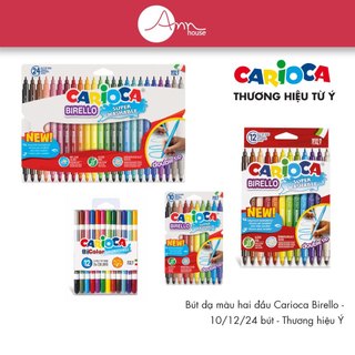 [Thương hiệu Ý] - Bút dạ màu - Bút lông màu hai đầu Carioca Birello - 10/12/24 bút