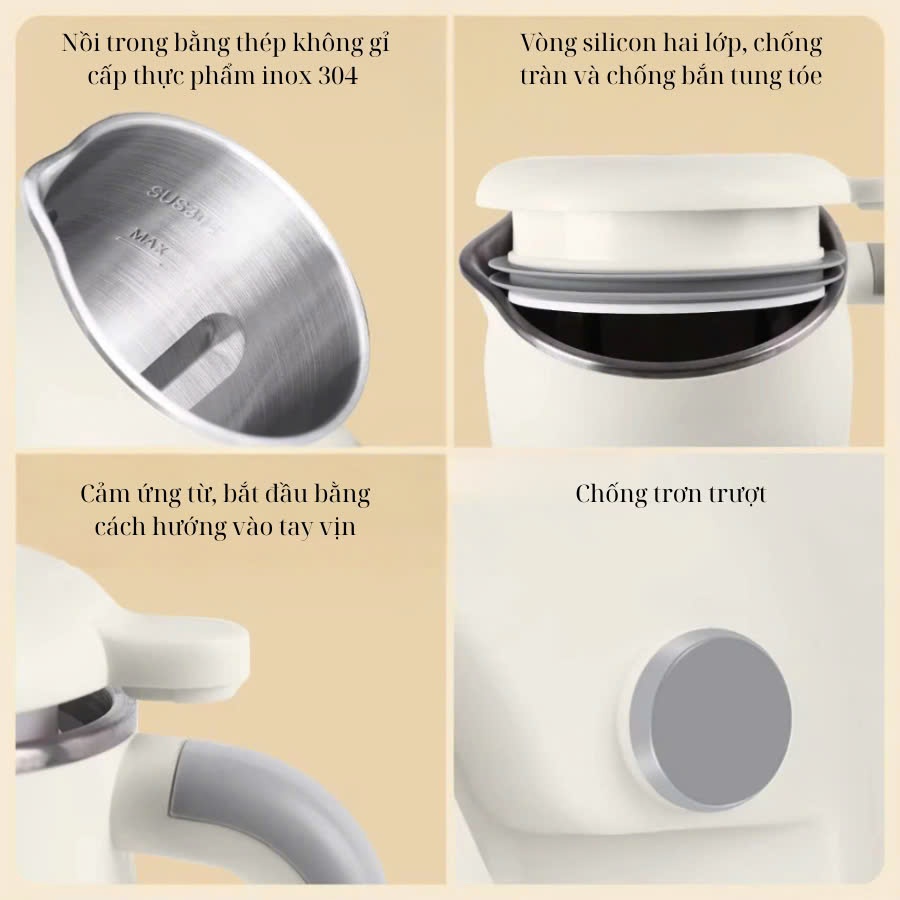 Máy Làm Sữa Hạt  8 Chức Năng, Máy Nấu Sữa Hạt Dung Tích 1.2L Điều Khiển Cảm Ứng Sử Dụng，Inox 304