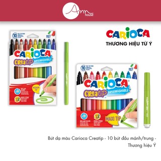 [Thương hiệu Ý] - Bút dạ màu - Bút màu lông Carioca Creatip - 10 bút đầu mảnh/trung