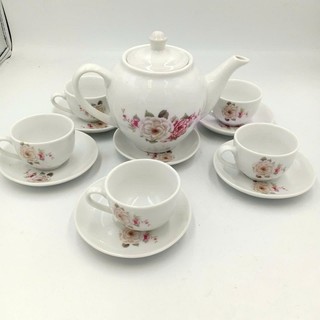 Bộ ấm chén Bát Tràng hoa cỏ mùa xuân uống trà ngày tết đẹp