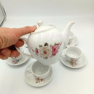 Bộ ấm chén Bát Tràng hoa cỏ mùa xuân uống trà ngày tết đẹp